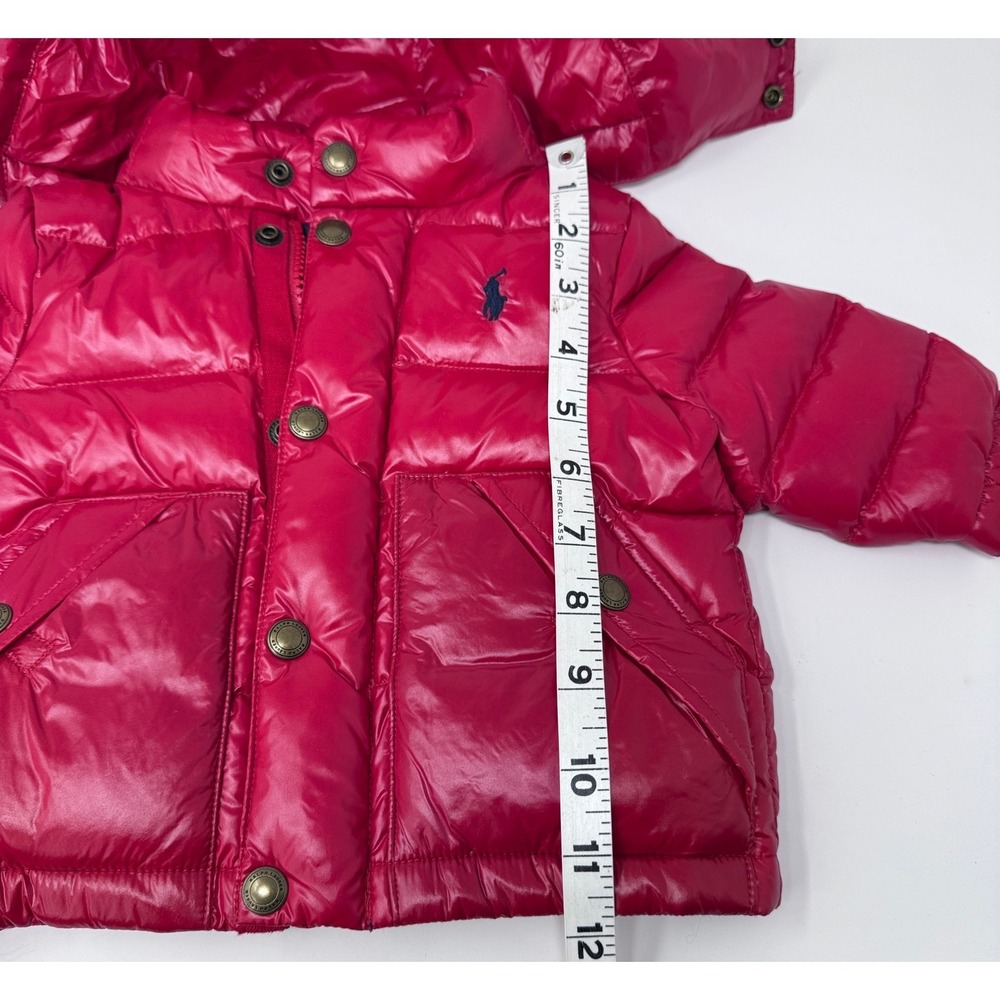 Ralph Lauren Puffer Jacket Girls Red Hooded Down Coat 6 Months - Picture 5 of 9